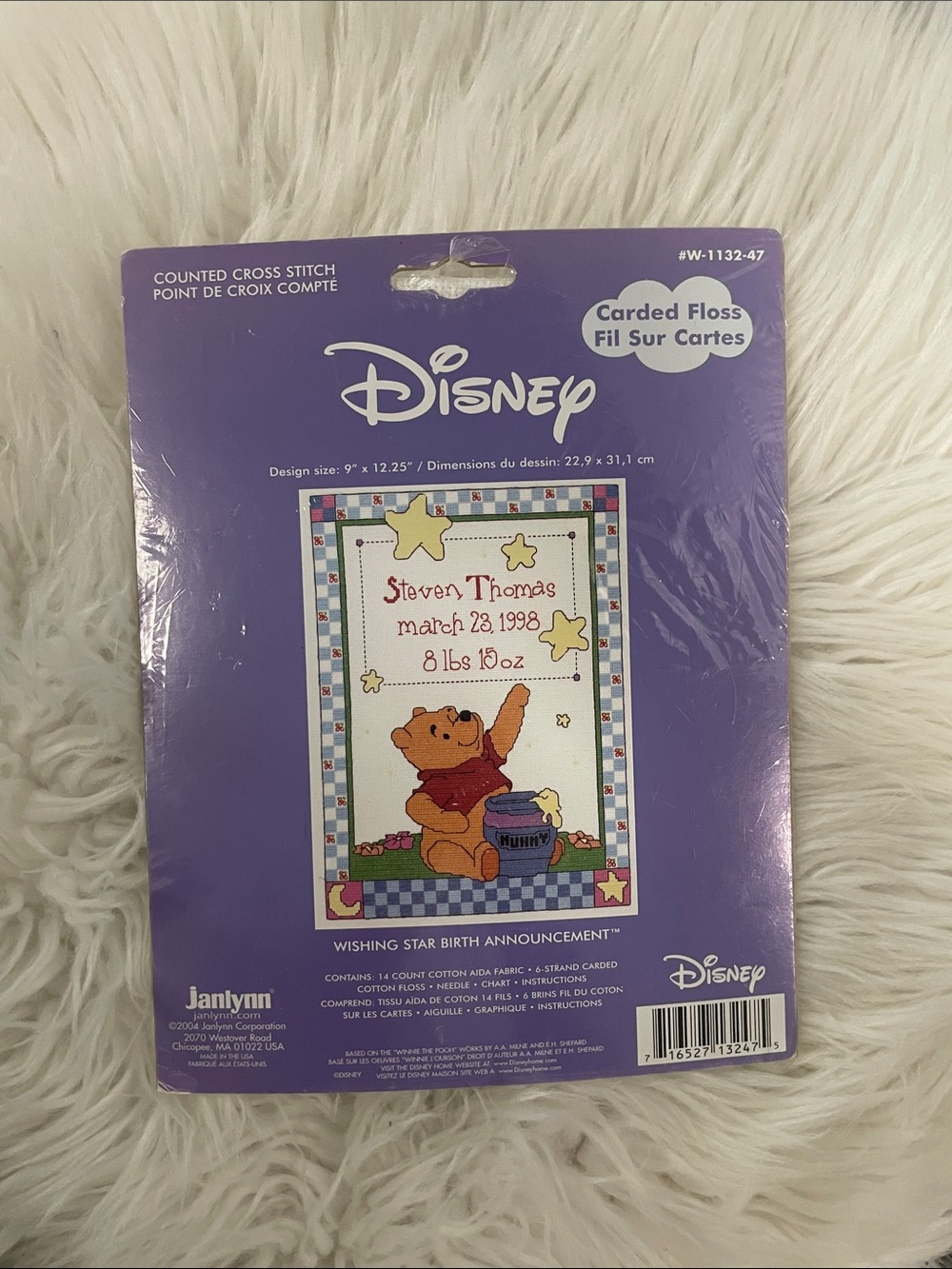 Vintage Janlynn Cross Stitch, Disney Nursery, Winnie the Pooh 2004